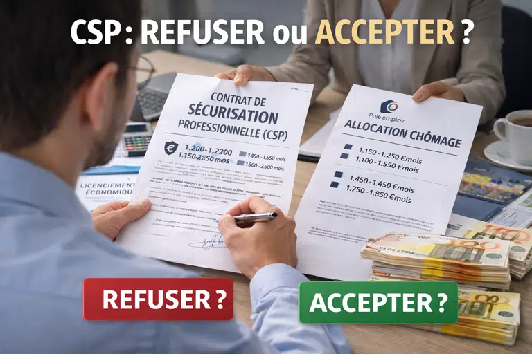 Personne de dos décidant d’accepter ou refuser le CSP après licenciement économique